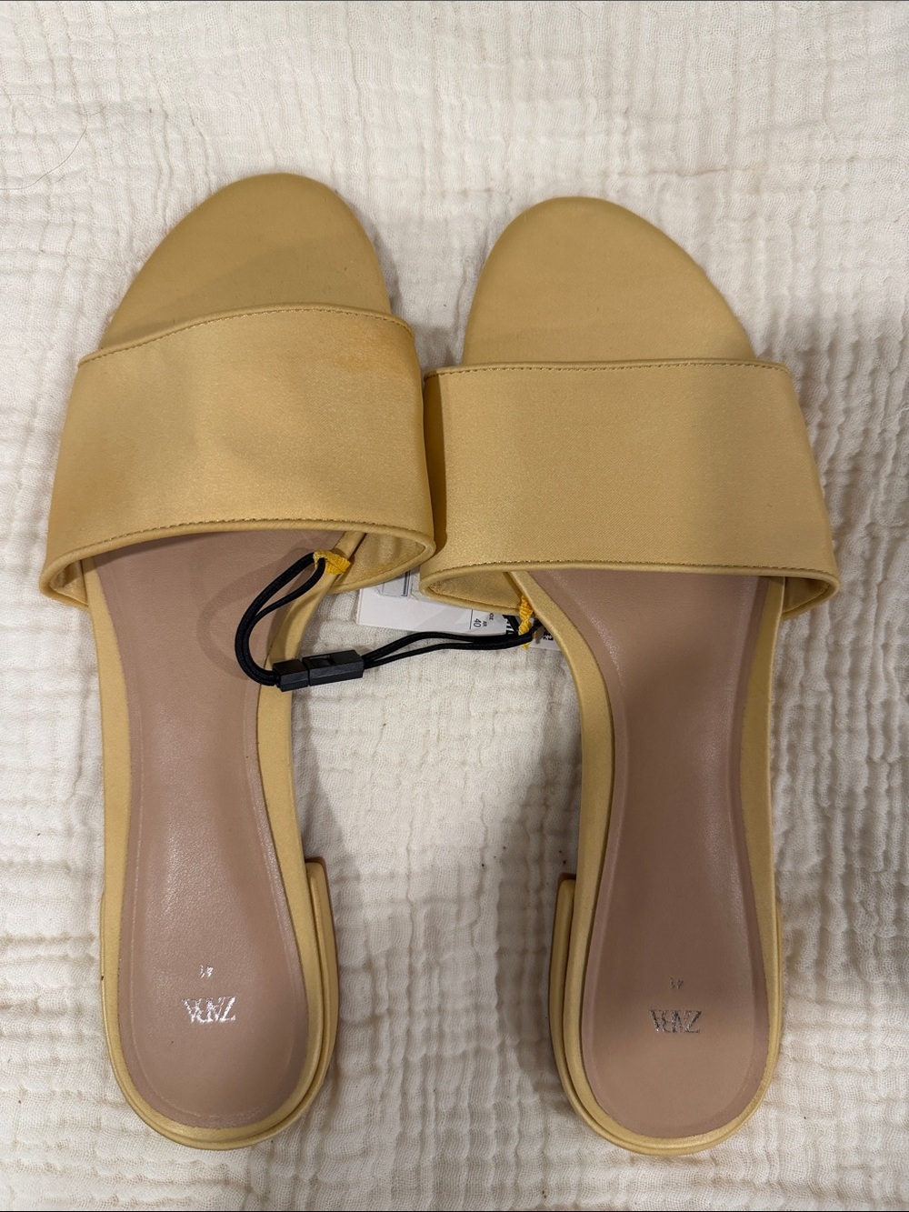 Zara Pale Yellow Slide Mules with Wide Strap